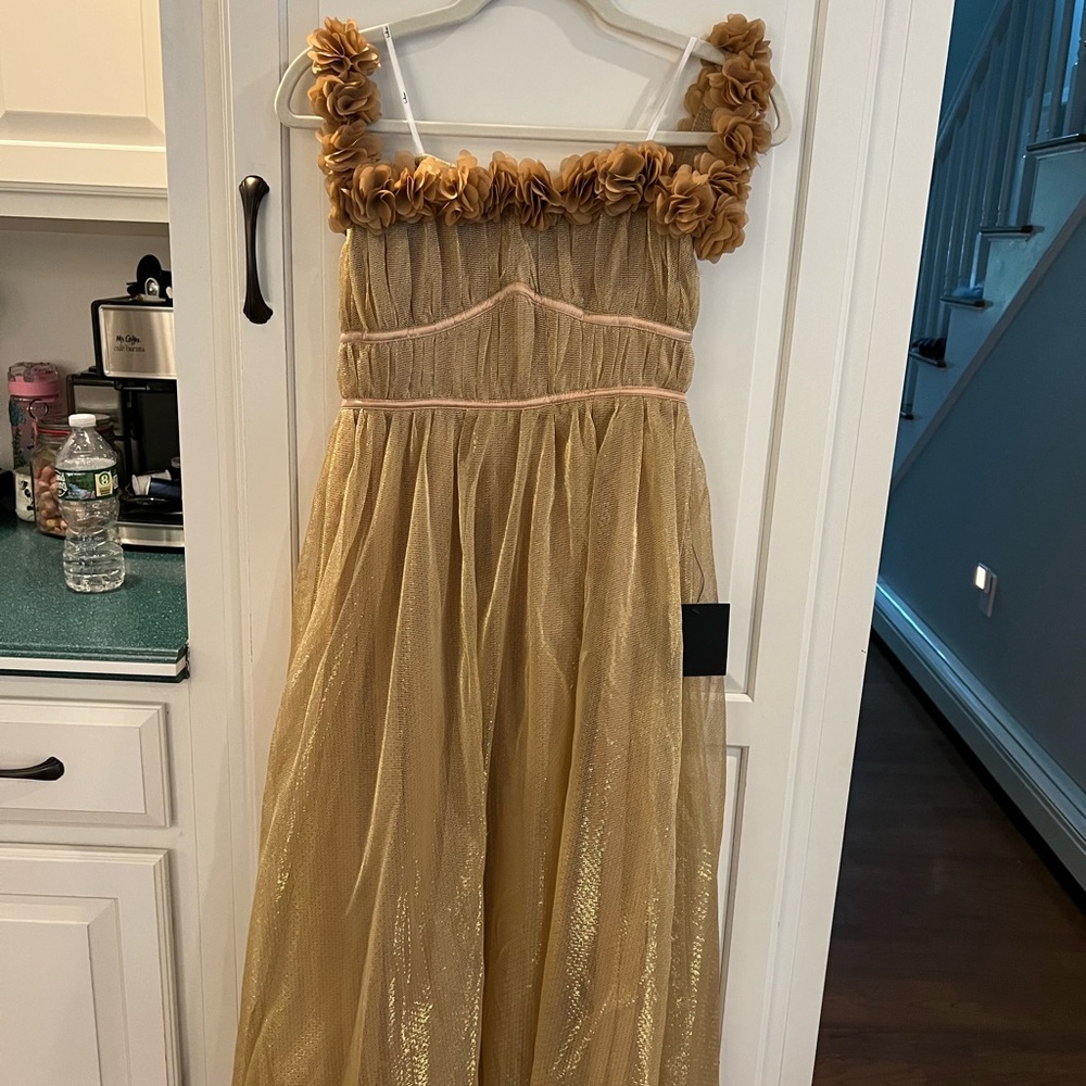 Lulu's Gold Dress with Floral Details
